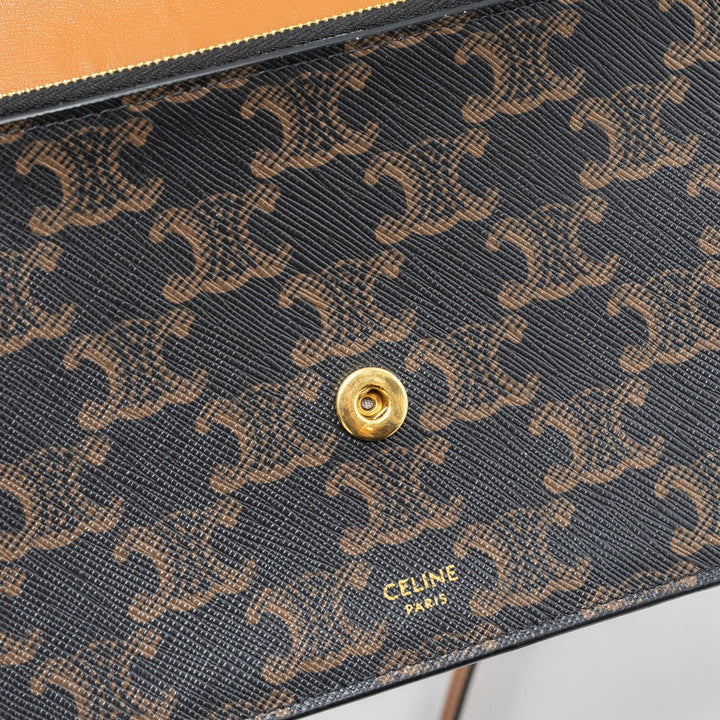 Top Quality Celine Wallet On Strap Triomphe Canvas/ Lambskin Tan