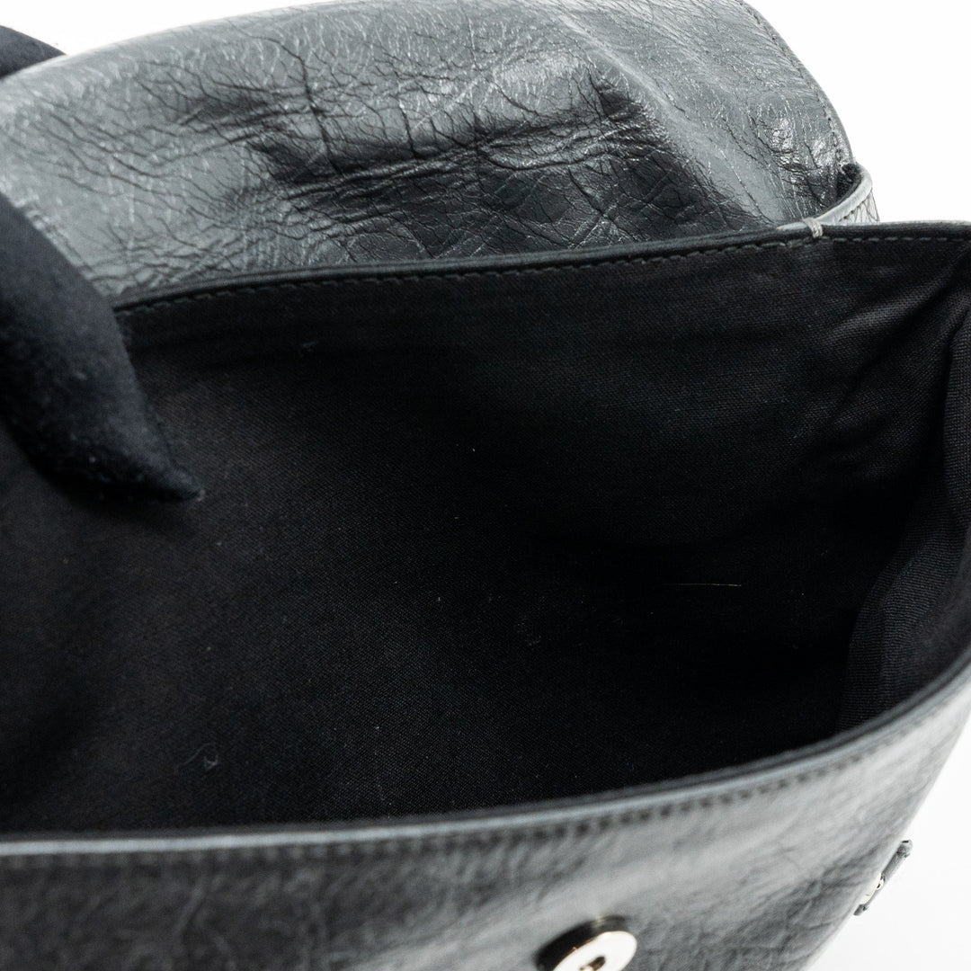 Top Quality Balenciaga City Fold Clutch/ Shoulder Bag Dark Grey SHW