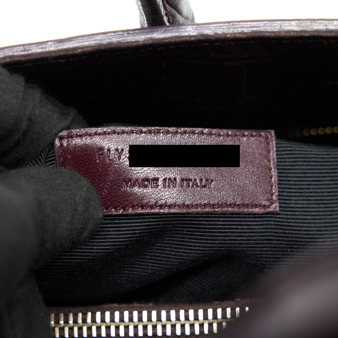 SAINT LAURENT/ YSL CLASSIC SAC DE JOUR IN CROCODILE EMBOSSED BURGUNDY