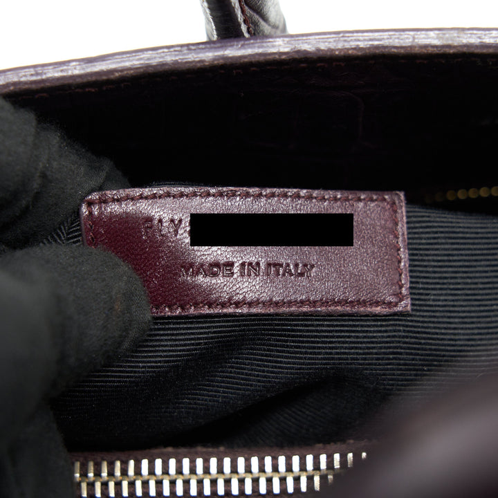 SAINT LAURENT/ YSL CLASSIC SAC DE JOUR IN CROCODILE EMBOSSED BURGUNDY