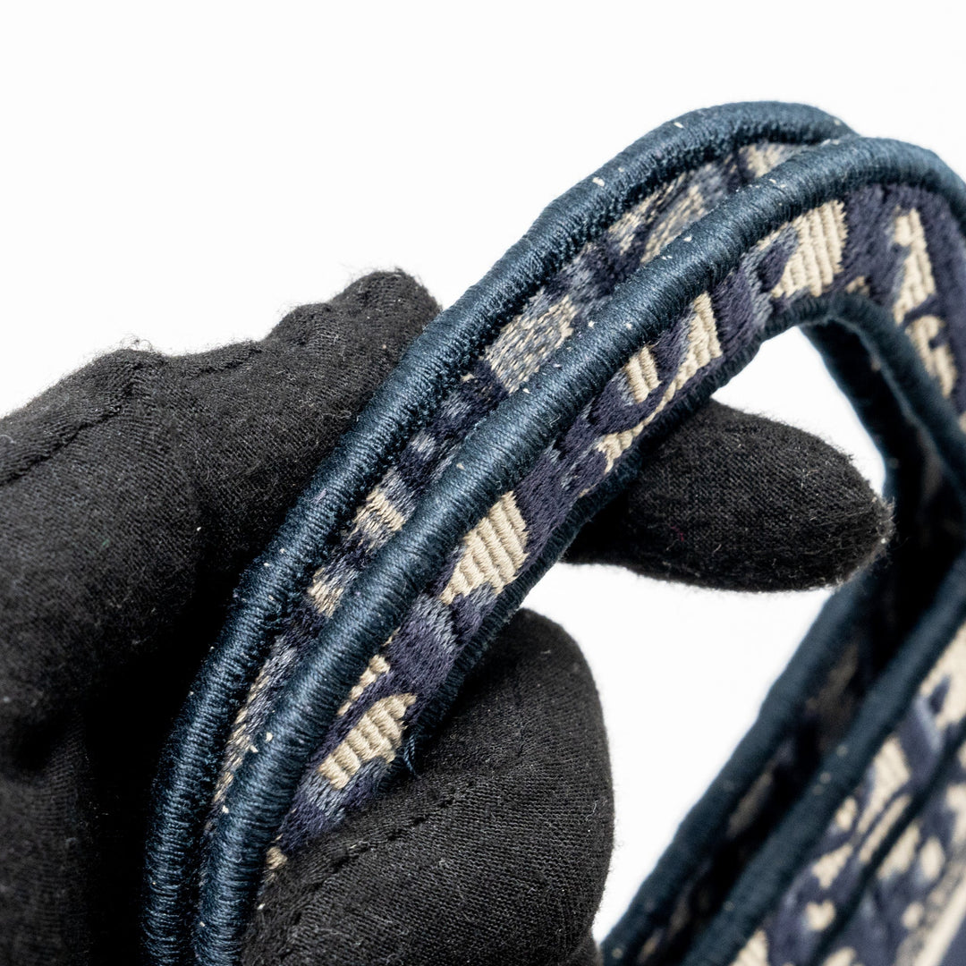 Dior MINI BOOK TOTE BLUE OBLIQUE EMBROIDERY