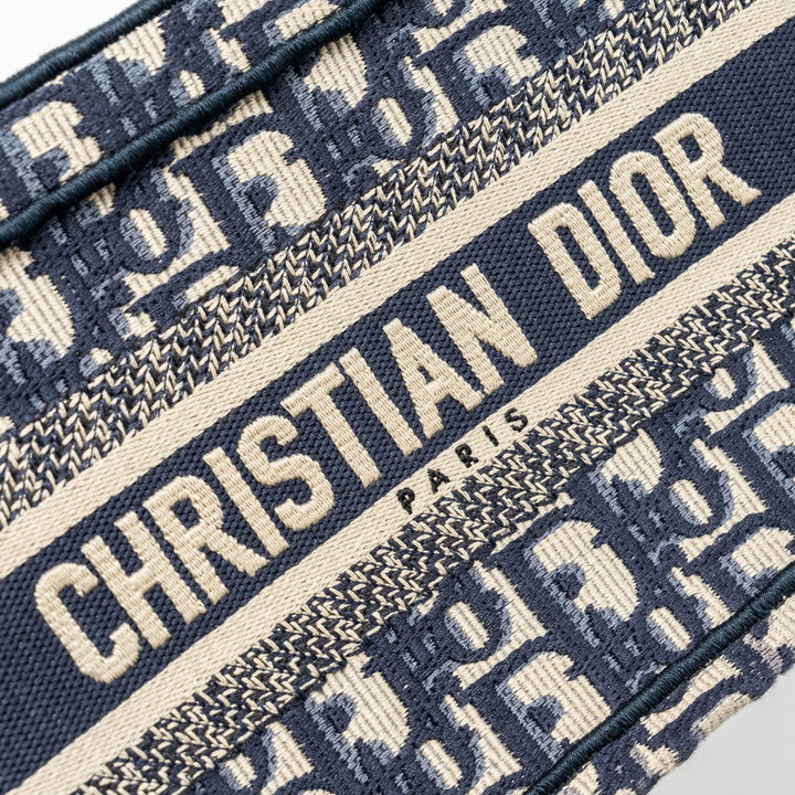 Top quality Dior MINI BOOK TOTE BLUE OBLIQUE EMBROIDERY