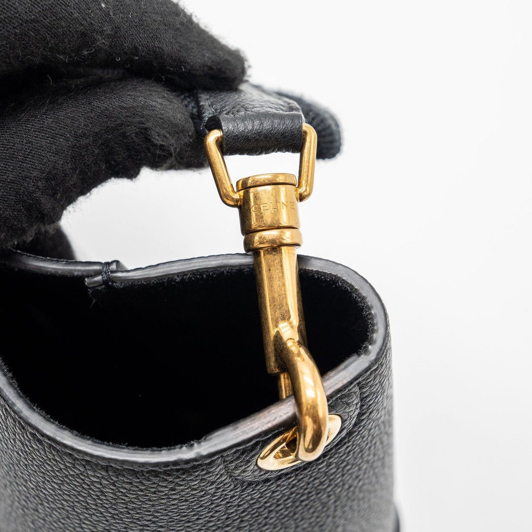 Celine Sangle Bucket Bag Grained Calfskin Black
