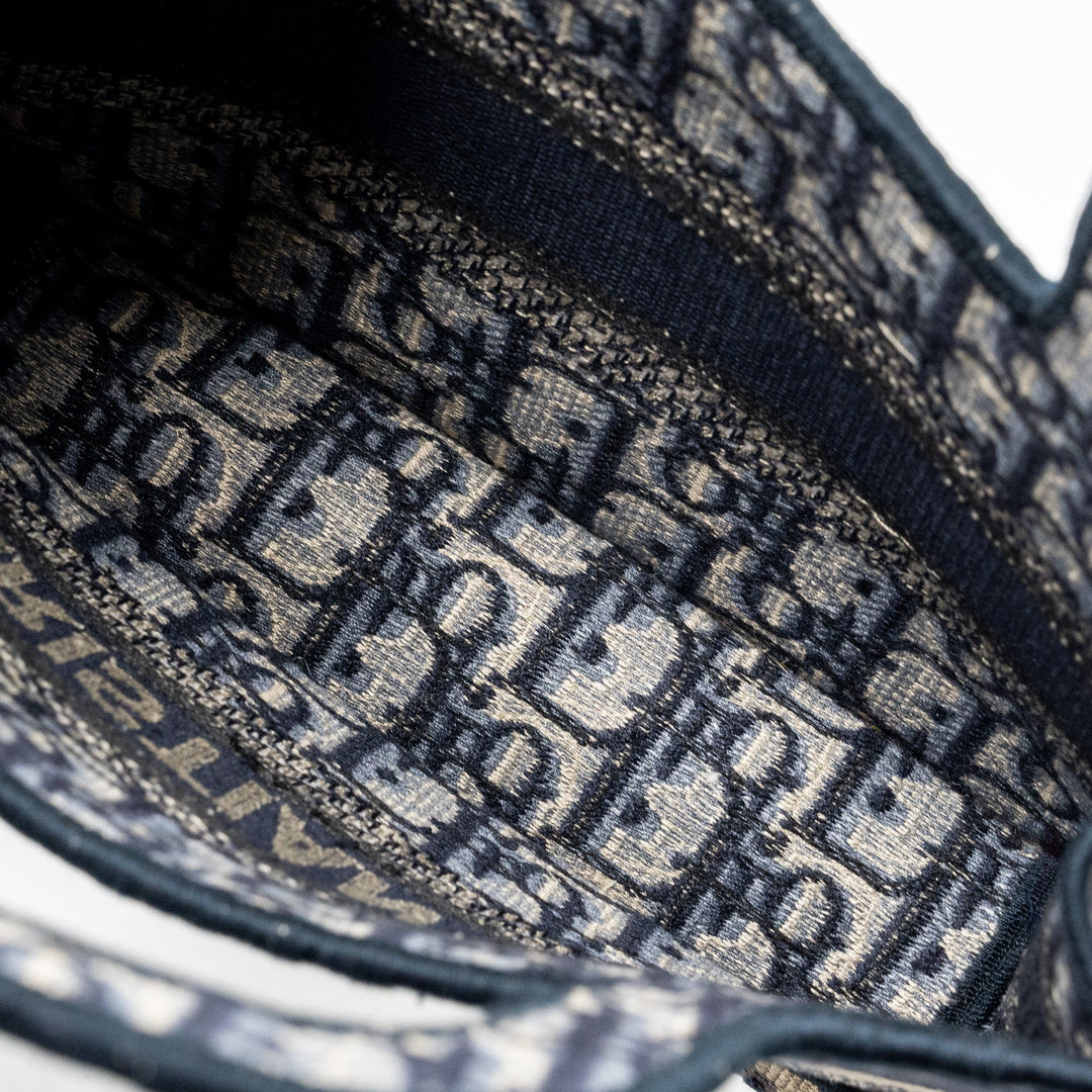 Top quality Dior MINI BOOK TOTE BLUE OBLIQUE EMBROIDERY