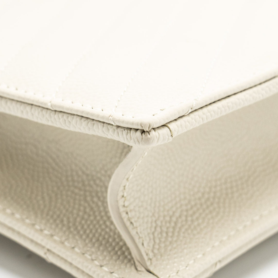 Saint Laurent envelope chain wallet grained calfskin cream soft GHW
