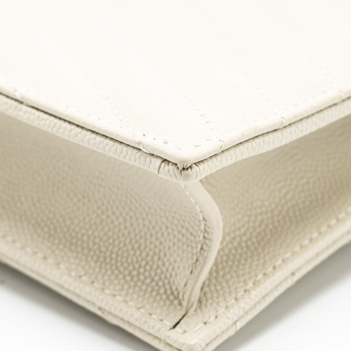 Saint Laurent envelope chain wallet grained calfskin cream soft GHW