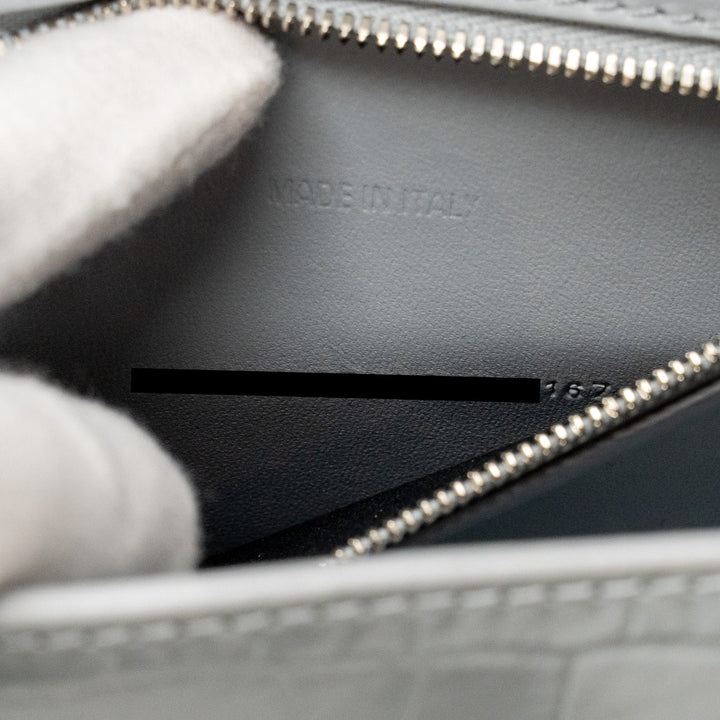 Top Quality Balenciaga Small Hourglass Bag Croc-embossed Calfskin Grey SHW