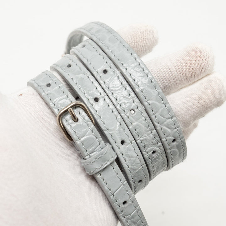 Top Quality Balenciaga Small Hourglass Bag Croc-embossed Calfskin Grey SHW