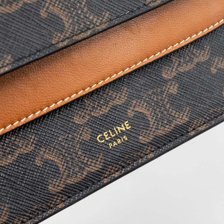 Top Quality Celine Wallet On Strap Triomphe Canvas/Smooth Lambskin Tan