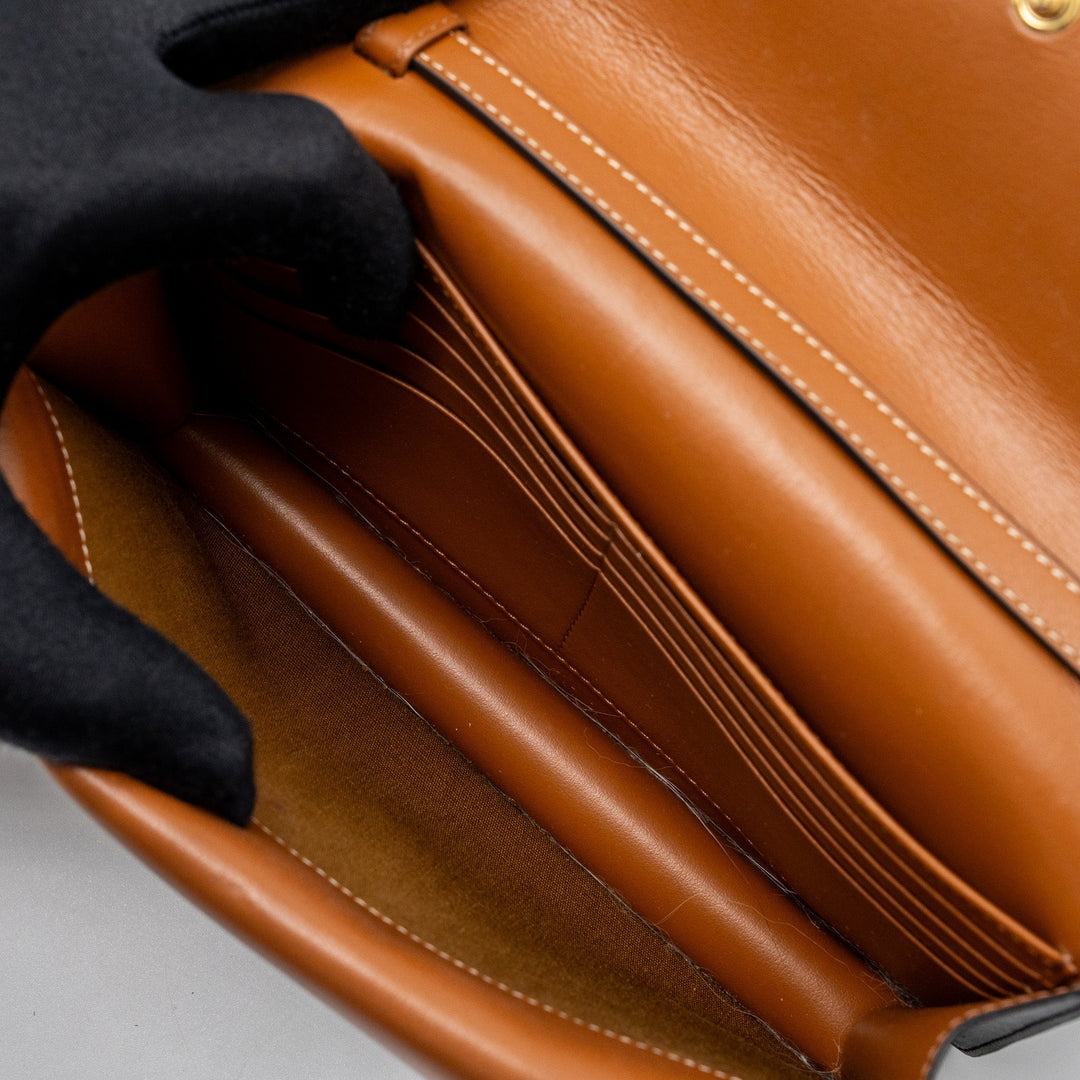 Top Quality Celine Wallet On Strap Triomphe Canvas/Smooth Lambskin Tan