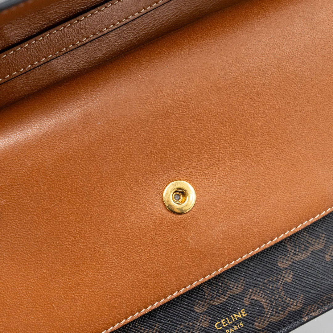 Top Quality Celine Wallet On Strap Triomphe Canvas/Smooth Lambskin Tan