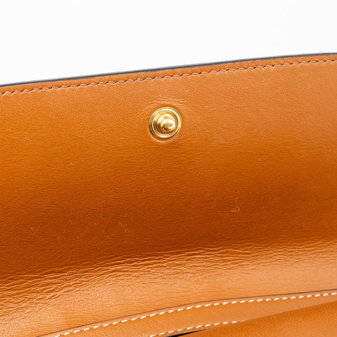 Top Quality Celine Wallet On Strap Triomphe Canvas/Smooth Lambskin Tan