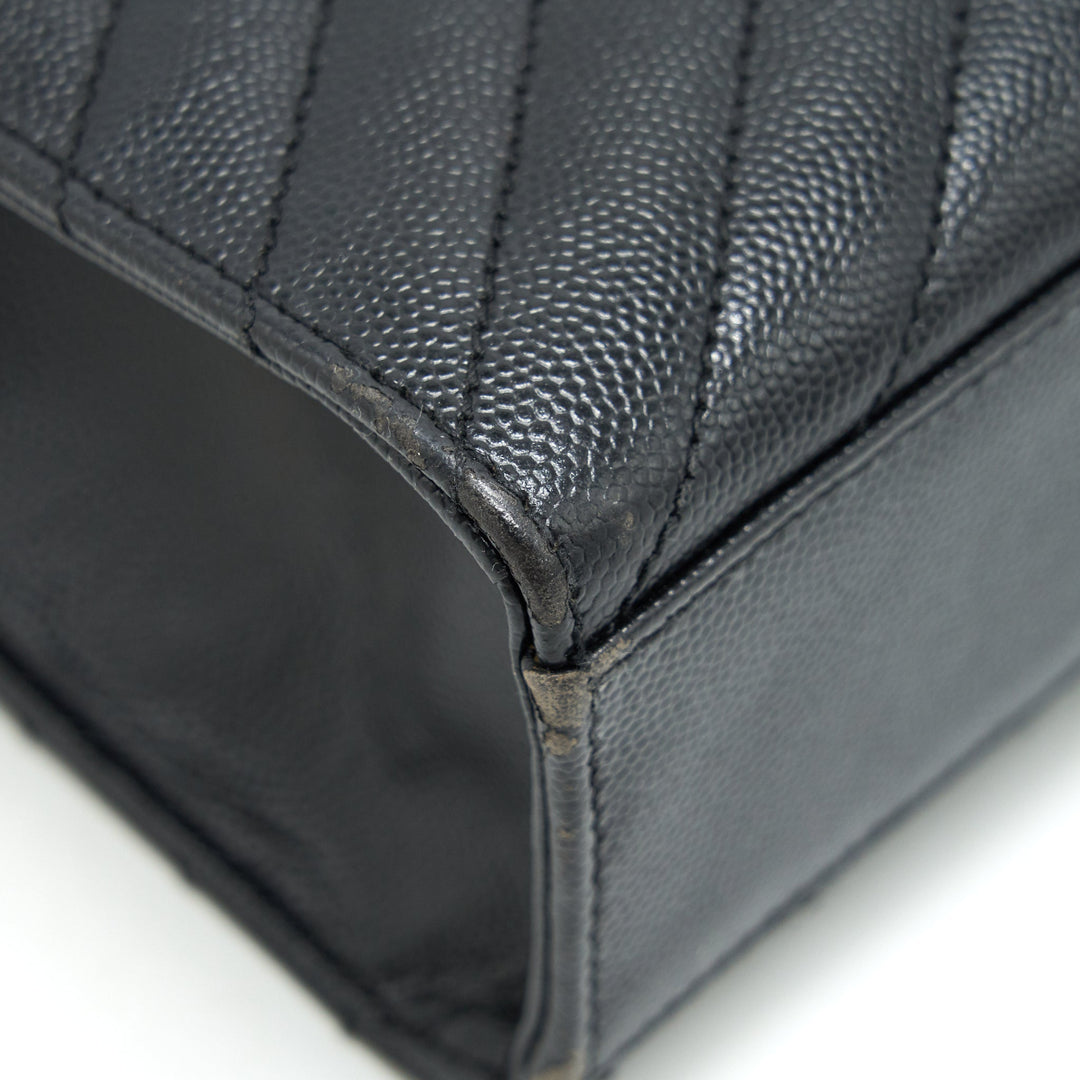 Saint Laurent / YSL Large Envelope Chain Flap Bag in Black Grain de Poudre