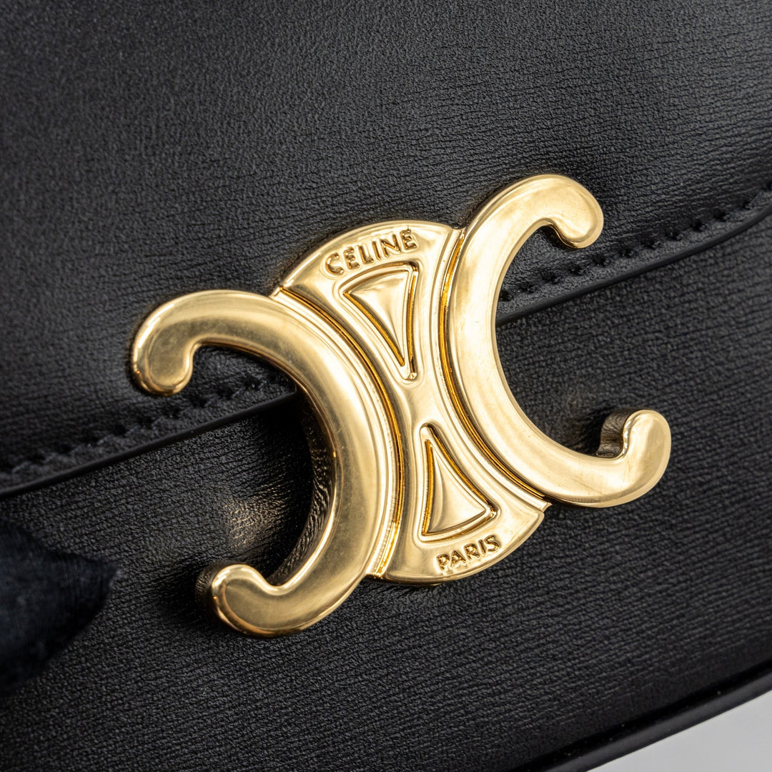 Celine Claude Shiny Calfskin Black