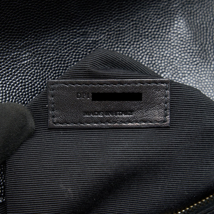 Saint Laurent / YSL Large Envelope Chain Flap Bag in Black Grain de Poudre