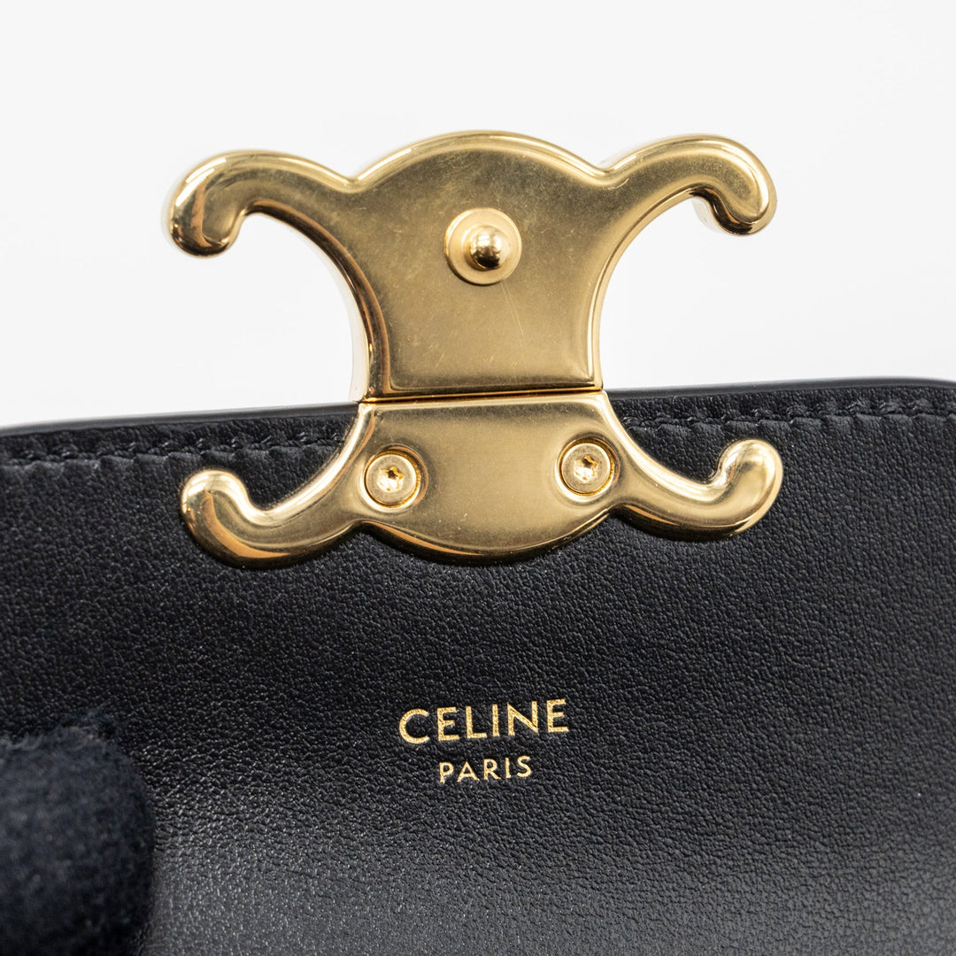 Celine Claude Shiny Calfskin Black