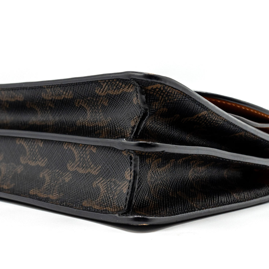 Top Quality Celine Wallet on Strap Triomphe Canvas/Smooth Lambskin Tan