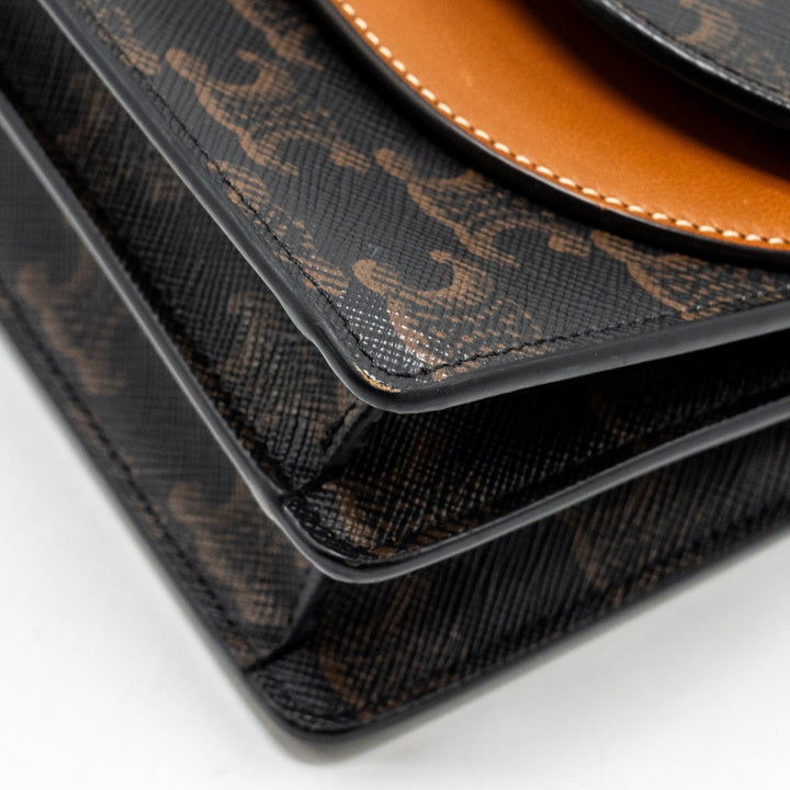 Top Quality Celine Wallet on Strap Triomphe Canvas/Smooth Lambskin Tan