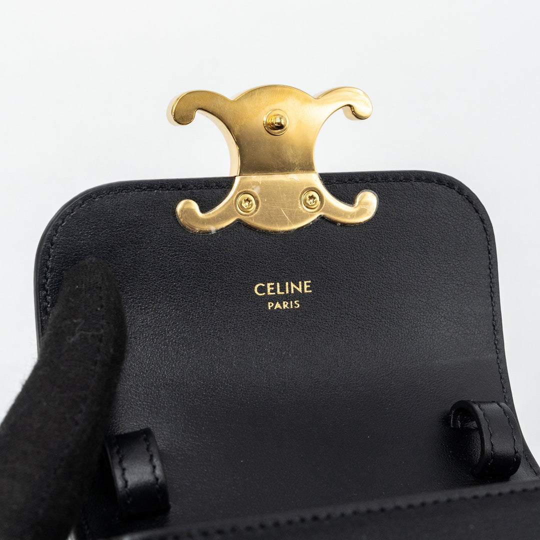 Celine Mini Claude Shiny Calfskin Black
