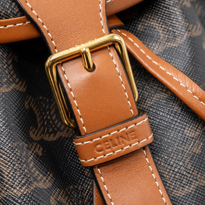 Celine Mini Backpack Folco Triomphe Canvas Calfskin Tan