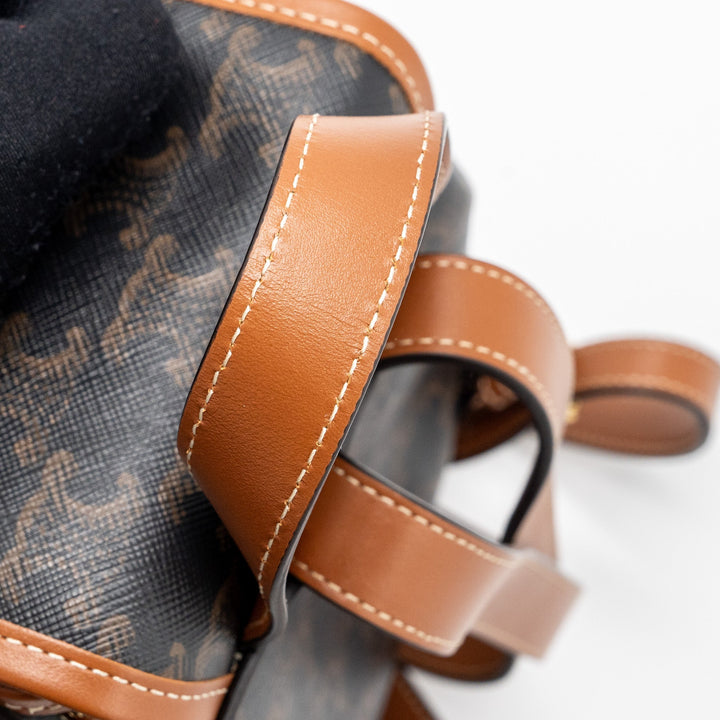 Celine Mini Backpack Folco Triomphe Canvas Calfskin Tan