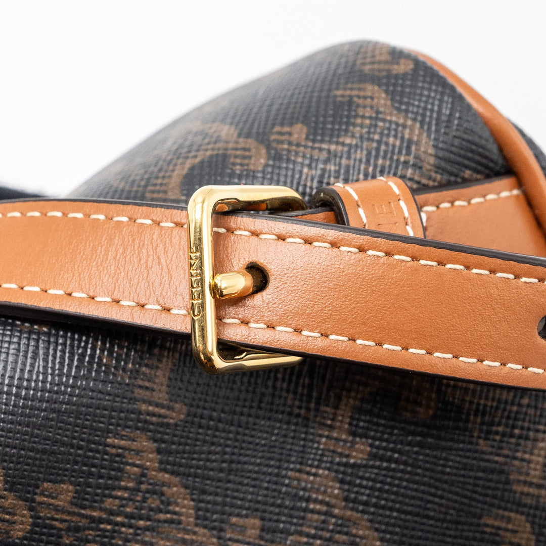 Celine Mini Backpack Folco Triomphe Canvas Calfskin Tan