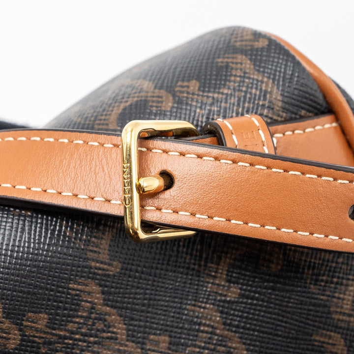 Celine Mini Backpack Folco Triomphe Canvas Calfskin Tan