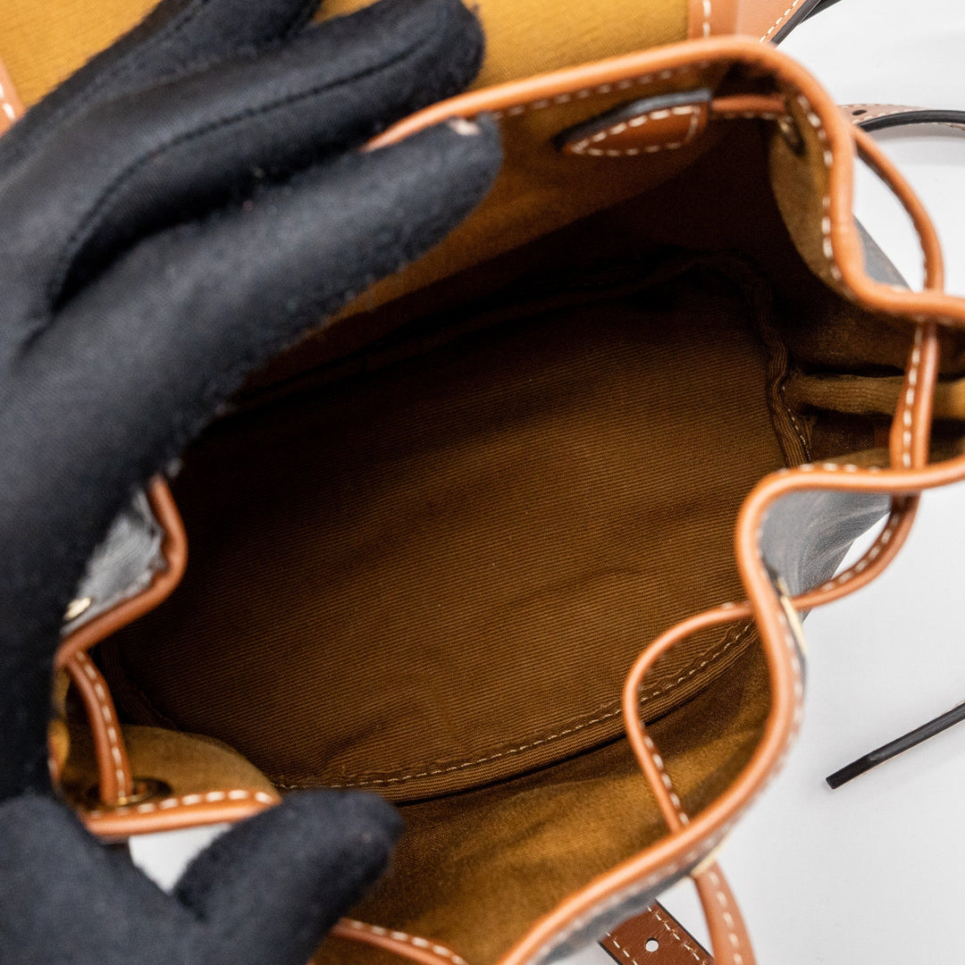 Celine Mini Backpack Folco Triomphe Canvas Calfskin Tan