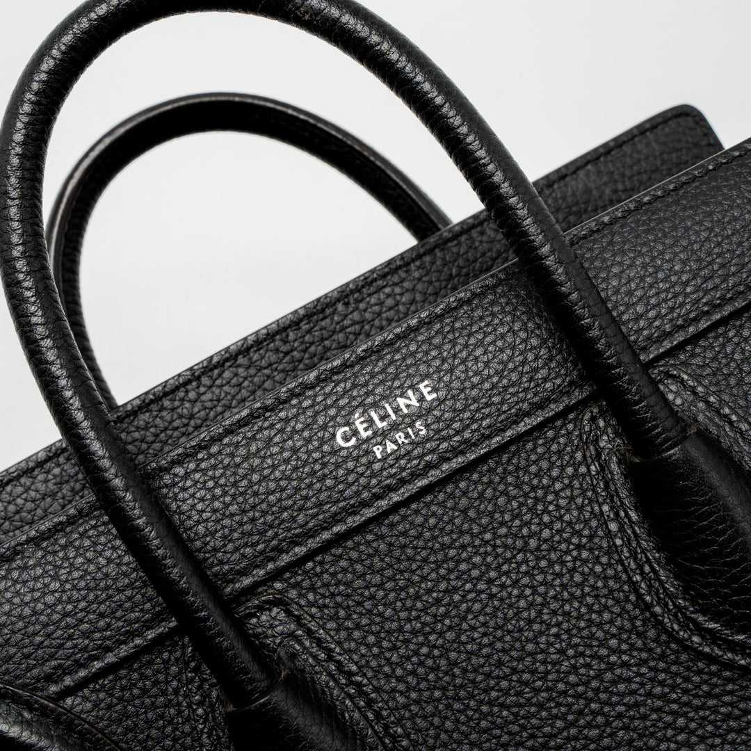 Celine Nano Luggage Bag Calfskin Black