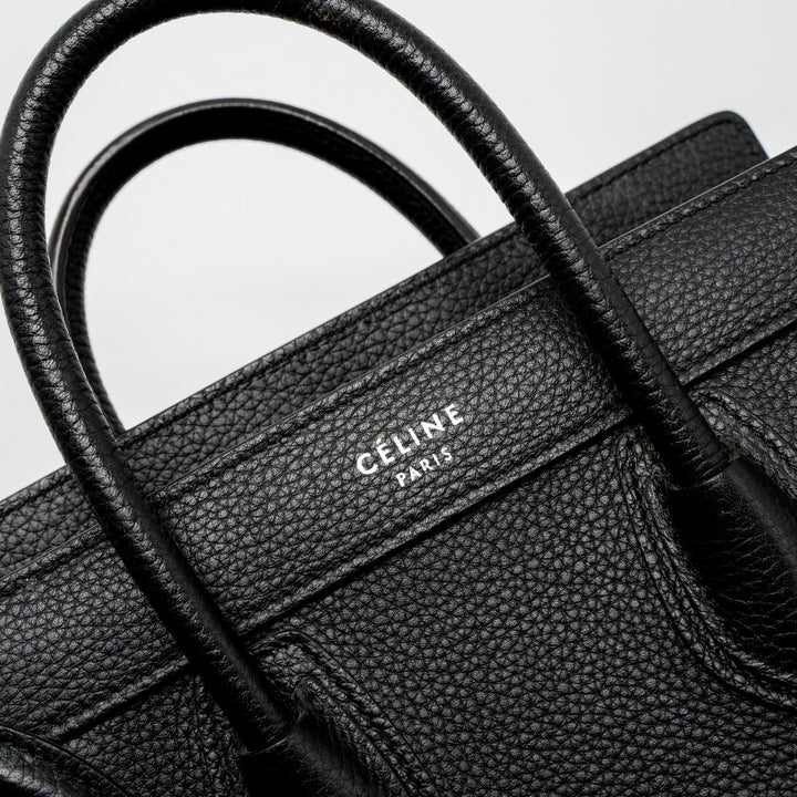 Celine Nano Luggage Bag Calfskin Black