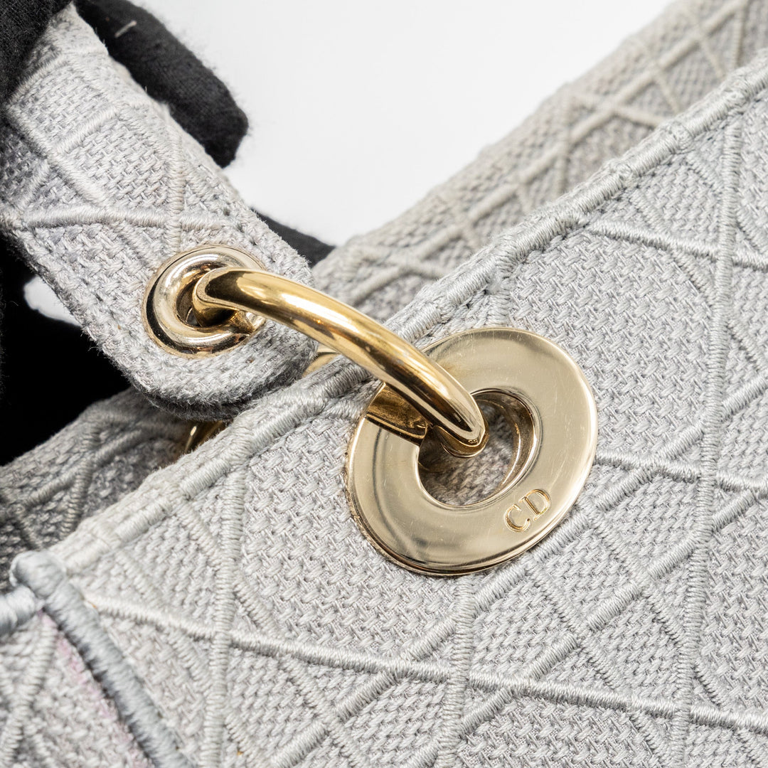 Top quality Dior Medium Lady D-Lite Bag Cannage Embroidery Grey