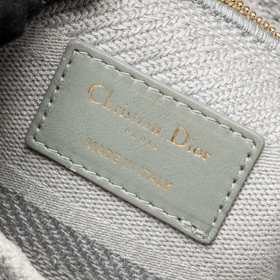 Top quality Dior Medium Lady D-Lite Bag Cannage Embroidery Grey