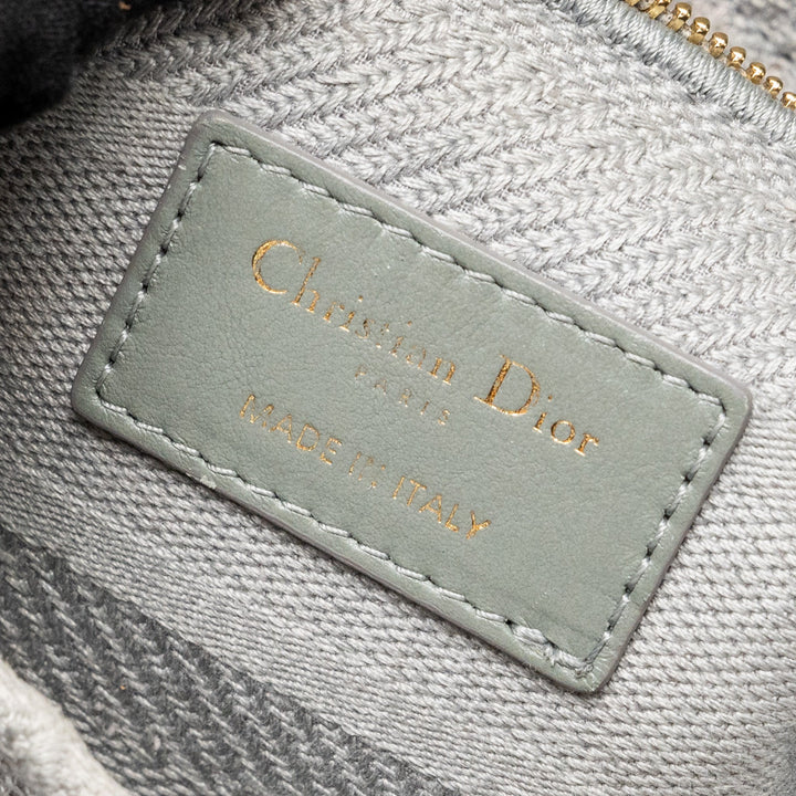Top quality Dior Medium Lady D-Lite Bag Cannage Embroidery Grey