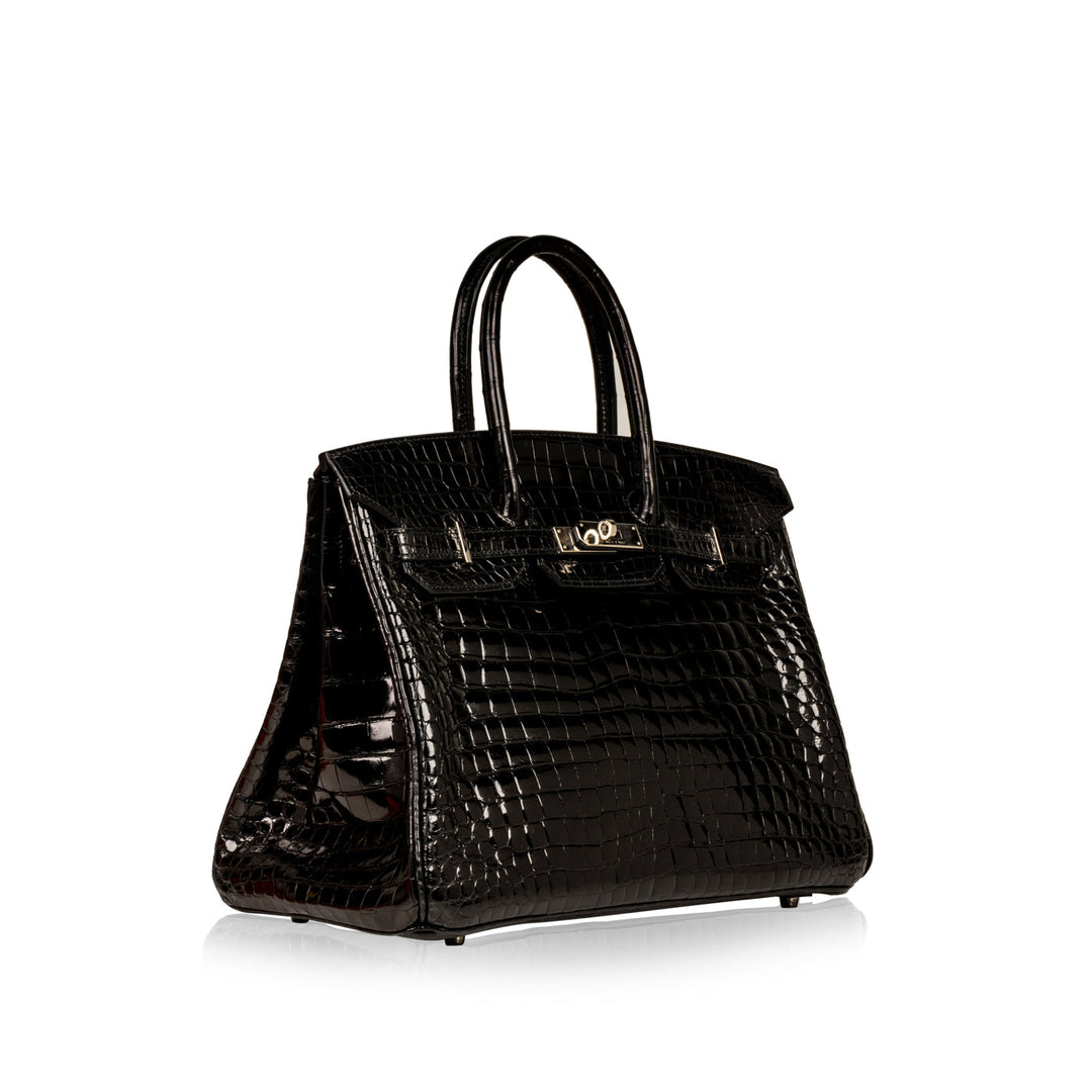 Birkin 35cm - Noir Crocodile Shiny Porosus