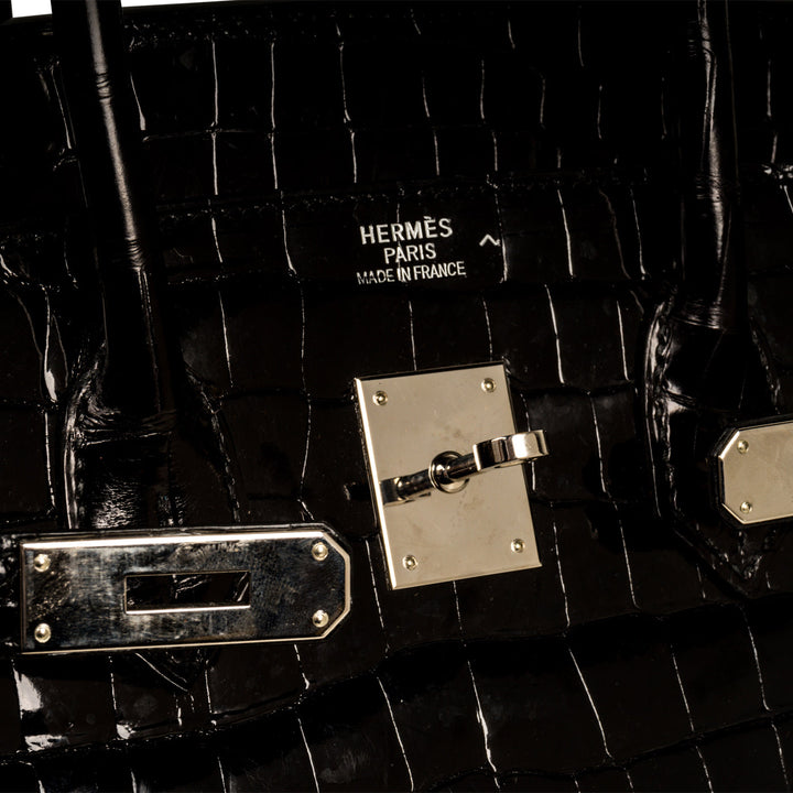 Birkin 35cm - Noir Crocodile Shiny Porosus