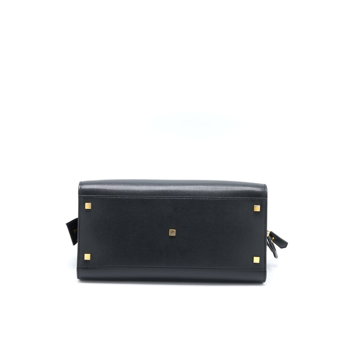 Saint Laurent/YSL Medium Uptown Tote Bag Calfskin Black GHW