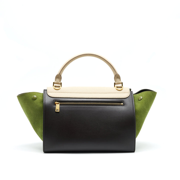 Top Quality Celine SMALL TRAPEZE BAG MULTI COLOR BEIGE/ BURGUNDY/ GREEN
