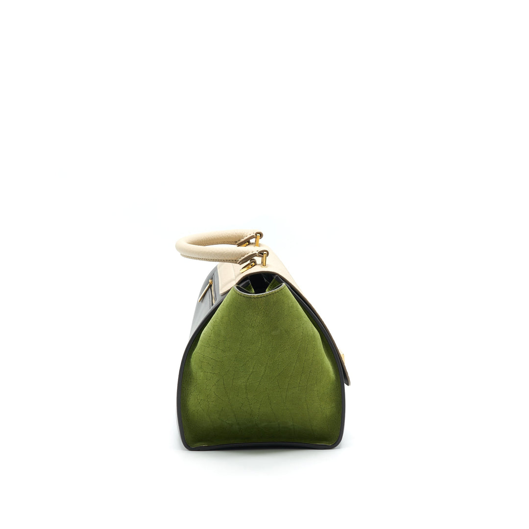 Top Quality Celine SMALL TRAPEZE BAG MULTI COLOR BEIGE/ BURGUNDY/ GREEN