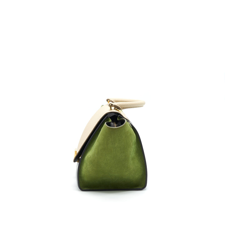 Top Quality Celine SMALL TRAPEZE BAG MULTI COLOR BEIGE/ BURGUNDY/ GREEN