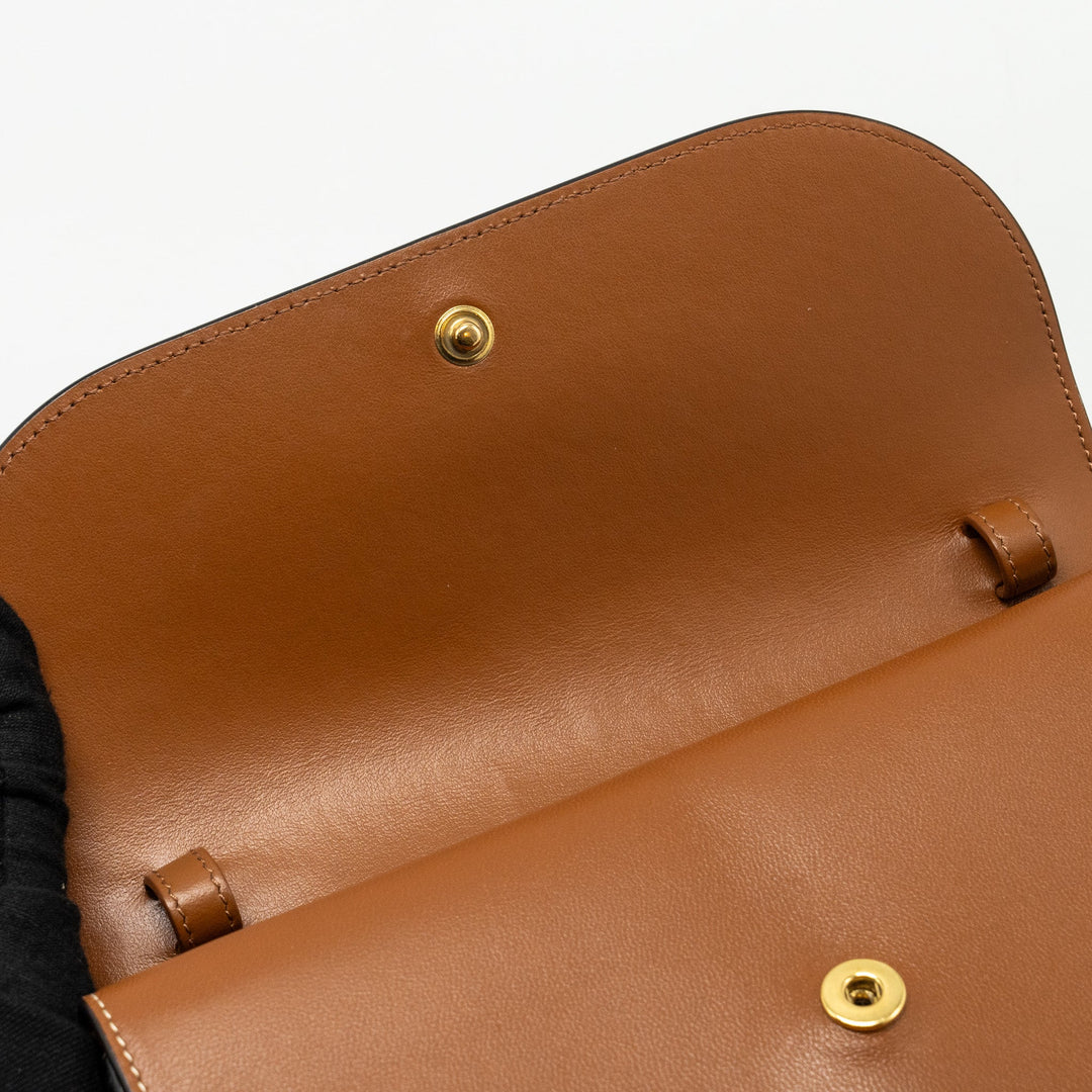 Top Quality Celine Wallet on Strap Triomphe Canvas/Smooth Lambskin Tan