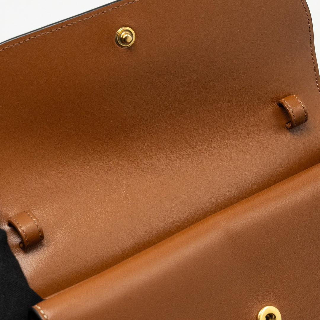 Top Quality Celine Wallet on Strap Triomphe Canvas/Smooth Lambskin Tan