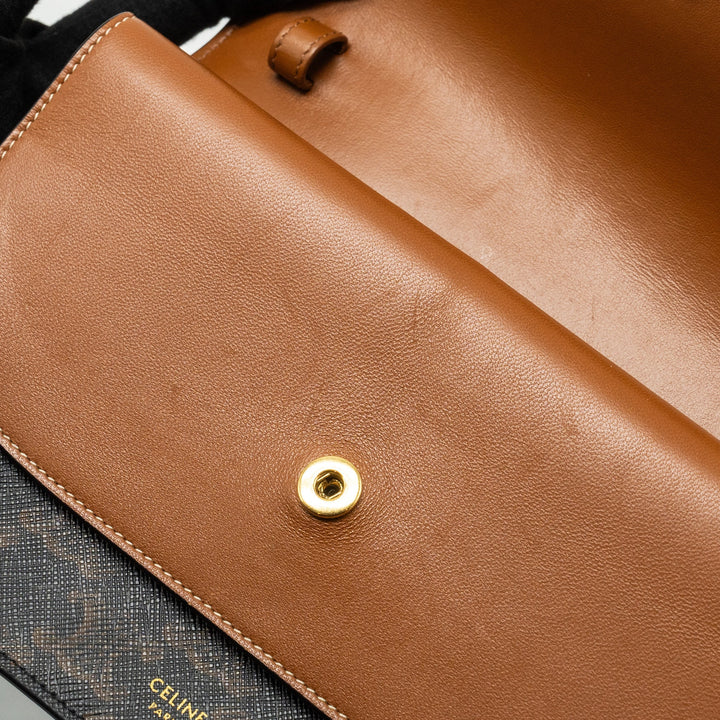Top Quality Celine Wallet on Strap Triomphe Canvas/Smooth Lambskin Tan