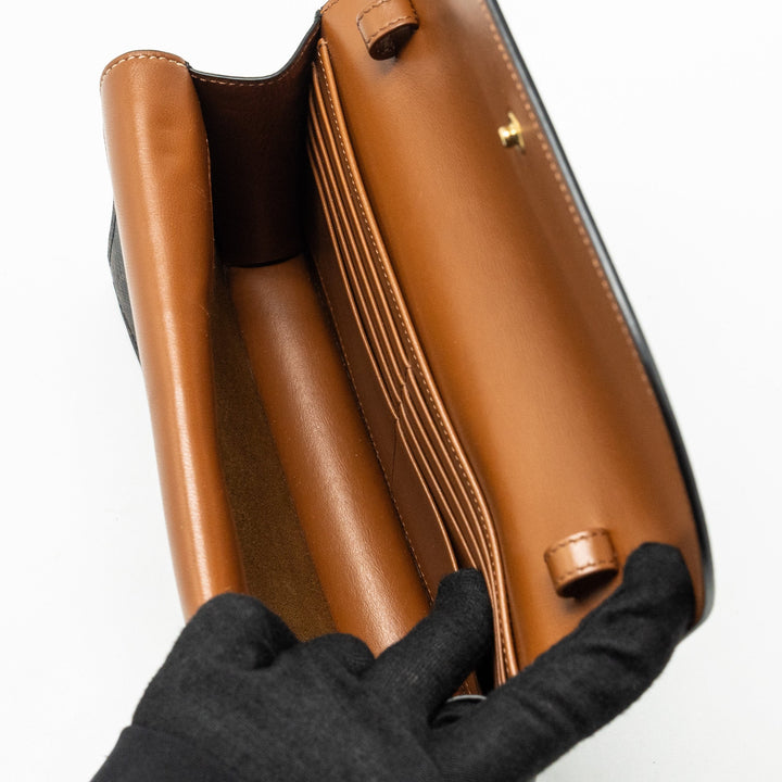 Top Quality Celine Wallet on Strap Triomphe Canvas/Smooth Lambskin Tan