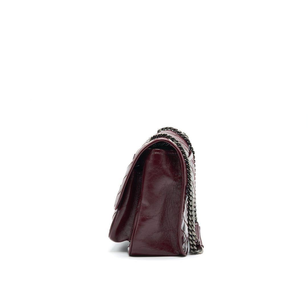 Saint Laurent Medium Niki Shinny Leather Burgundy