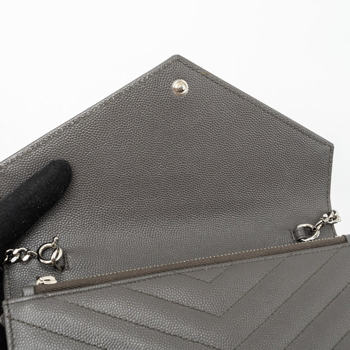 Saint Laurent/YSL Envelop Chain Bag Calfskin Grey SHW
