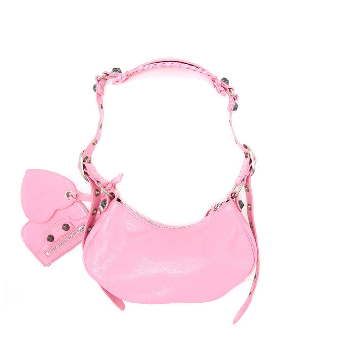 Top Quality Balenciaga Le Cagole XS Shoulder Bag Calfskin Pink Aged-Silver Hardware