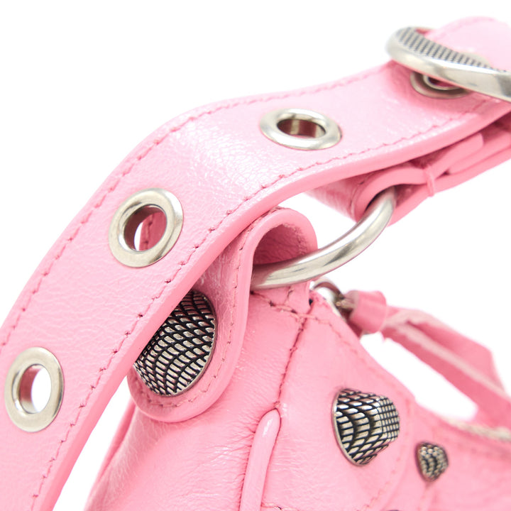 Top Quality Balenciaga Le Cagole XS Shoulder Bag Calfskin Pink Aged-Silver Hardware