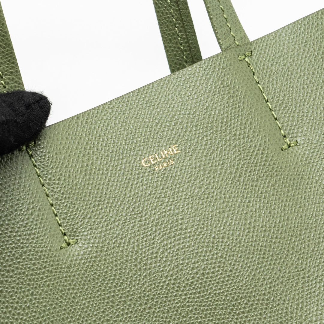 Top Quality Celine vertical cabas tote bag grained calfskin green