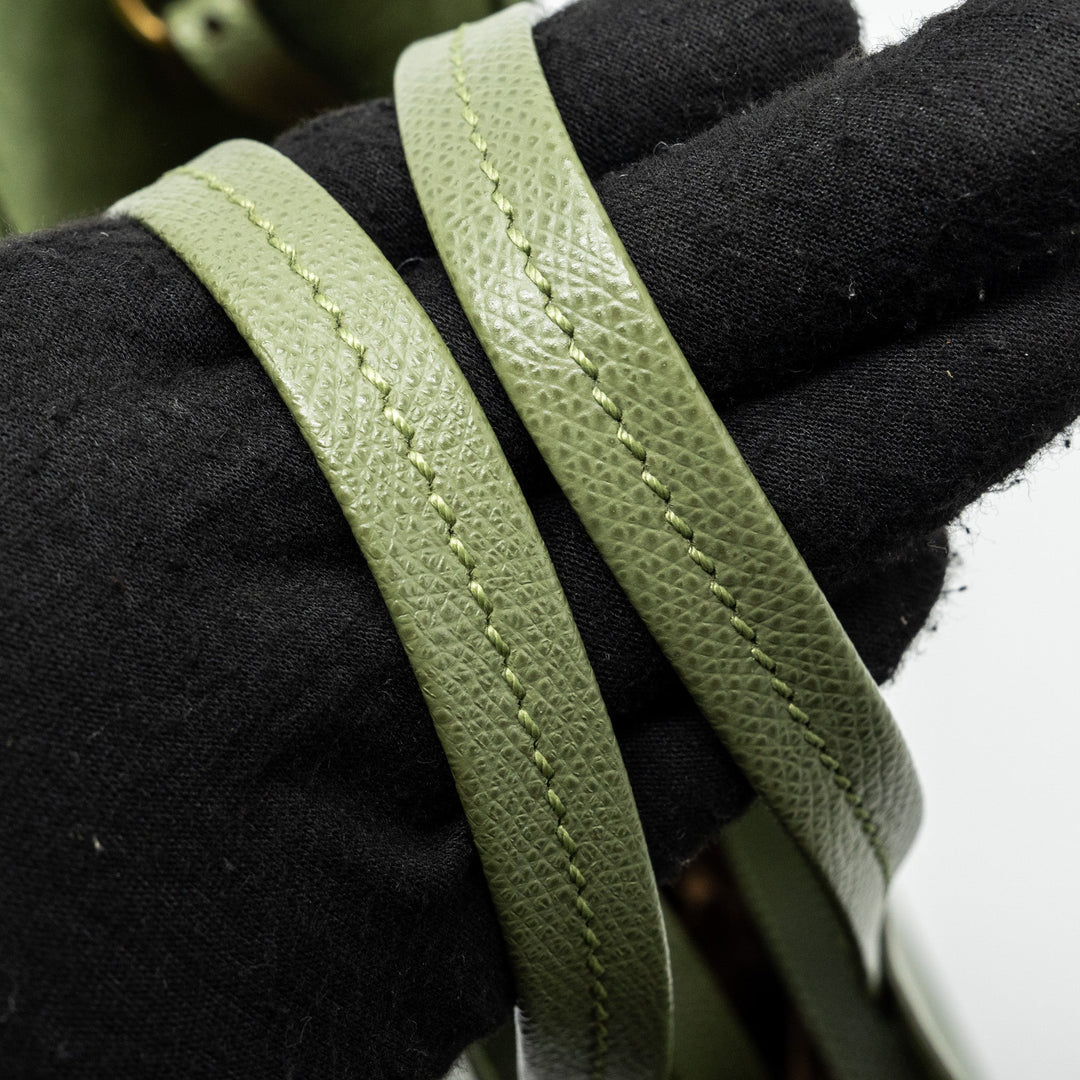 Celine vertical cabas tote bag grained calfskin green