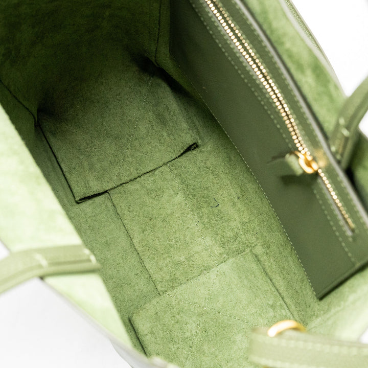 Top Quality Celine vertical cabas tote bag grained calfskin green